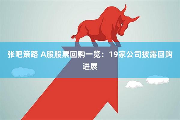 张吧策路 A股股票回购一览:19家公司披露回购进展